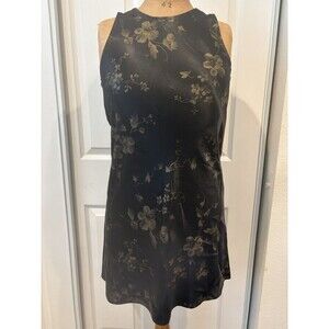 All That Jazz Satin Black Gold  Patterned Mini Dress Vintage 90s/Y2K, Medium